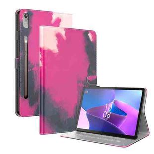 For Lenovo Tab P12 Watercolor Pattern Flip Leather Tablet Case(Berry Color)