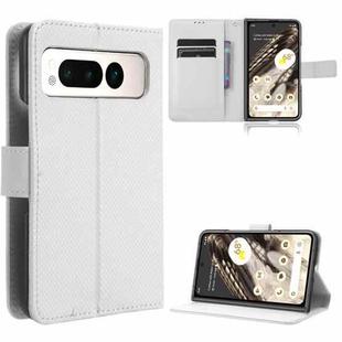 For Google Pixel Fold Diamond Texture Leather Phone Case(White)