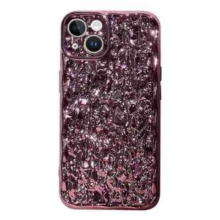 For iPhone 14 Plus Electroplated 3D Stone Texture TPU Phone Case(Rose Gold)