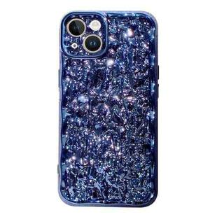 For iPhone 14 Plus Electroplated 3D Stone Texture TPU Phone Case(Blue)