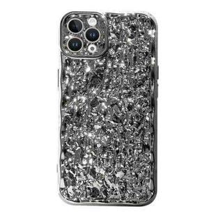 For iPhone 14 Pro Electroplated 3D Stone Texture TPU Phone Case(Silver)