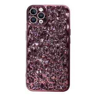 For iPhone 14 Pro Max Electroplated 3D Stone Texture TPU Phone Case(Rose Gold)