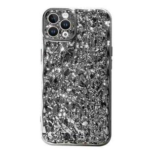 For iPhone 14 Pro Max Electroplated 3D Stone Texture TPU Phone Case(Silver)