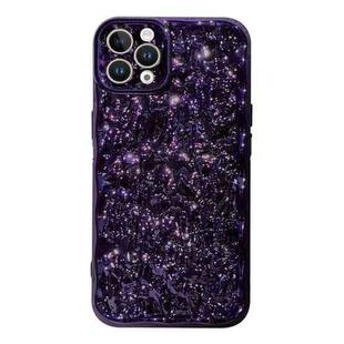 For iPhone 13 Pro Max Electroplated 3D Stone Texture TPU Phone Case(Dark Purple)