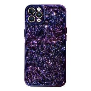 For iPhone 12 Pro Max Electroplated 3D Stone Texture TPU Phone Case(Dazzling Purple)