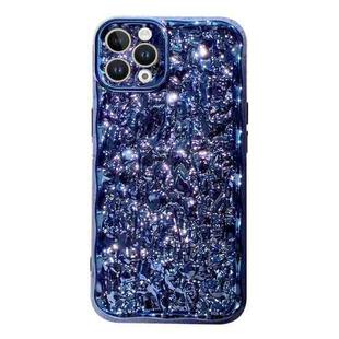 For iPhone 11 Pro Max Electroplated 3D Stone Texture TPU Phone Case(Blue)
