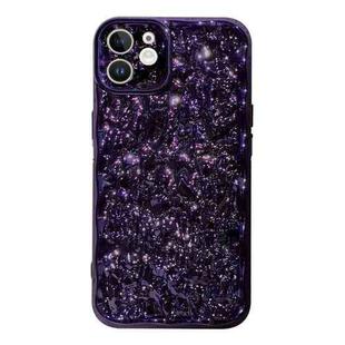 For iPhone 11 Electroplated 3D Stone Texture TPU Phone Case(Dark Purple)