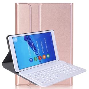 A0T8 For Huawei MatePad T8 8 inch ABS Ultra-thin Detachable Bluetooth Keyboard Voltage PU Leather Tablet Case with Bracket(Rose Gold)