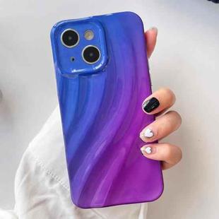 For iPhone 14 Plus Wave Texture Gradient Color TPU Phone Case(Blue-Purple)