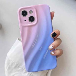 For iPhone 14 Plus Wave Texture Gradient Color TPU Phone Case(Pink-Blue)