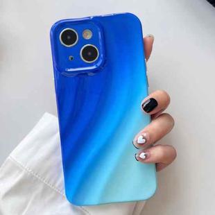 For iPhone 14 Plus Wave Texture Gradient Color TPU Phone Case(Blue-Sky Blue)
