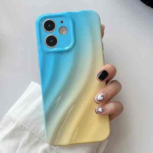 For iPhone 12 Wave Texture Gradient Color TPU Phone Case(Blue-Yellow)