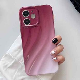 For iPhone 12 Wave Texture Gradient Color TPU Phone Case(Wine Red-White)