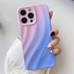 For iPhone 15 Pro Max Wave Texture Gradient Color TPU Phone Case(Pink-Blue)