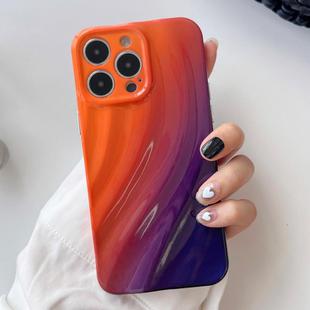 For iPhone 15 Pro Wave Texture Gradient Color TPU Phone Case(Orange-Black)