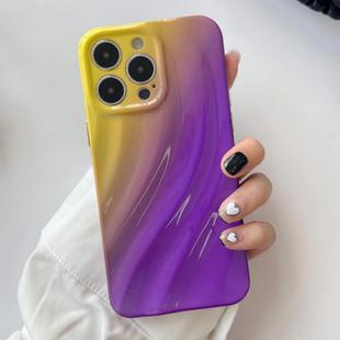 For iPhone 15 Pro Wave Texture Gradient Color TPU Phone Case(Yellow-Purple)