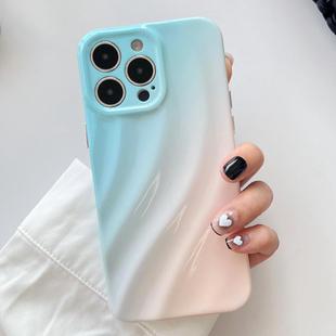 For iPhone 15 Pro Wave Texture Gradient Color TPU Phone Case(Blue-Pink)