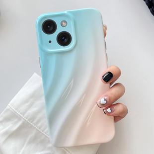 For iPhone 15 Plus Wave Texture Gradient Color TPU Phone Case(Blue-Pink)