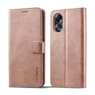 For OPPO A78 4G LC.IMEEKE Calf Texture Horizontal Flip Leather Case(Rose Gold)