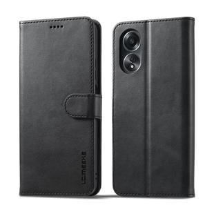 For OPPO A78 4G LC.IMEEKE Calf Texture Horizontal Flip Leather Case(Black)
