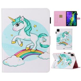For iPad Pro 11 (2020) Colored Drawing Pattern Horizontal Flip PU Leather Tablet Case with Holder & Card Slot & Sleep / Wake-up Function(Unicorn)