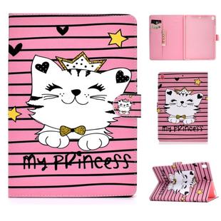 For iPad 10.2 Colored Drawing Pattern Horizontal Flip PU Leather Case with Holder & Card Slot & Sleep / Wake-up Function(Crown Cat)