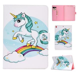 For iPad 9.7 (2017/2018) & Air 2 & Air Colored Drawing Pattern Horizontal Flip PU Leather Case with Holder & Card Slot & Sleep / Wake-up Function(Unicorn)