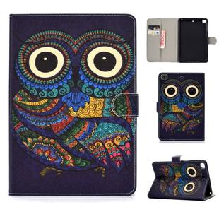 For iPad Mini 2019 & 4 & 3 & 2 & 1 Colored Drawing Pattern Horizontal Flip PU Leather Case with Holder & Card Slot & Sleep / Wake-up Function(Owl)