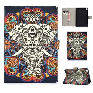 For iPad Mini 2019 & 4 & 3 & 2 & 1 Colored Drawing Pattern Horizontal Flip PU Leather Case with Holder & Card Slot & Sleep / Wake-up Function(Colorful Elephant)