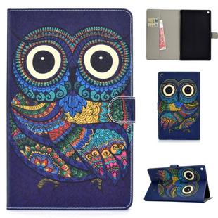 For Amazon Kindle Fire HD 8 2016/2017 Colored Drawing Pattern Horizontal Flip PU Leather Case with Holder & Card Slot & Sleep / Wake-up Function(Owl)