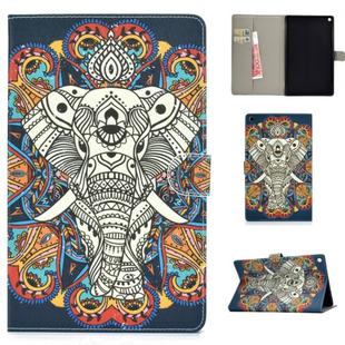 For Amazon Kindle Fire HD 8 2016/2017 Colored Drawing Pattern Horizontal Flip PU Leather Case with Holder & Card Slot & Sleep / Wake-up Function(Colorful Elephant)