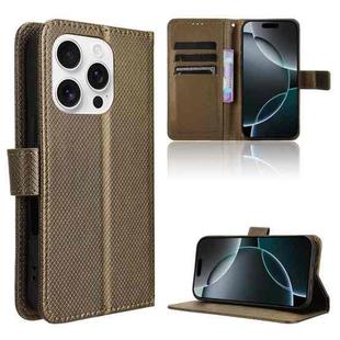 For iPhone 16 Pro Diamond Texture Leather Phone Case(Brown)