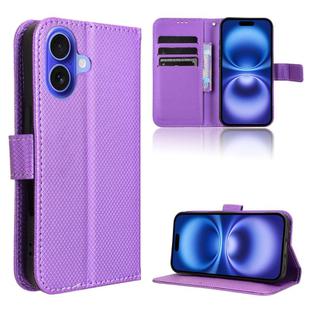 For iPhone 16 Diamond Texture Leather Phone Case(Purple)