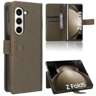For Samsung Galaxy Fold5 Diamond Texture Leather Phone Case(Brown)