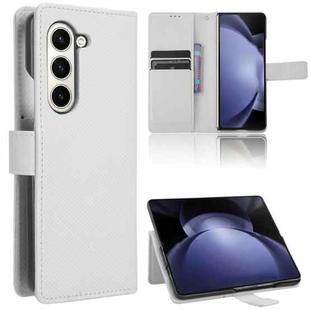 For Samsung Galaxy Z Fold6 Diamond Texture Leather Phone Case(White)