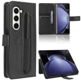 For Samsung Galaxy Z Fold6 with Pen Slot Diamond Texture Leather Phone Case(Black)