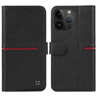 For iPhone 15 Pro Max GEBEI Top-grain Horizontal Flip Leather Phone Case(Black)