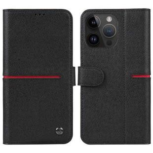 For iPhone 15 Pro GEBEI Top-grain Horizontal Flip Leather Phone Case(Black)