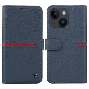 For iPhone 15 Plus GEBEI Top-grain Horizontal Flip Leather Phone Case(Blue)