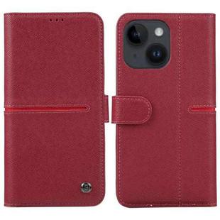 For iPhone 15 Plus GEBEI Top-grain Horizontal Flip Leather Phone Case(Wine Red)