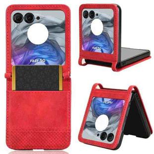 For Motorola Razr 50 Retro Texture Leather Phone Case(Red)