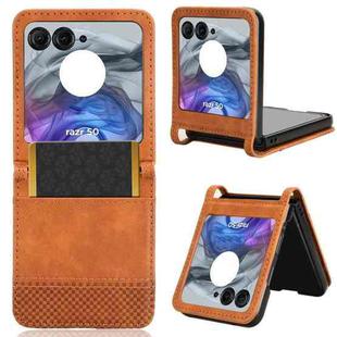 For Motorola Razr 50 Retro Texture Leather Phone Case(Brown)