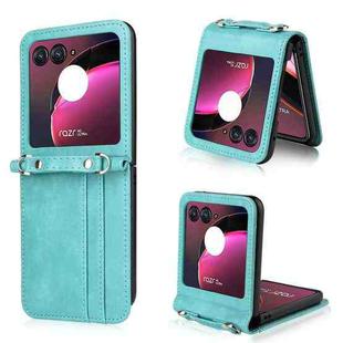 For Motorola Razr 40 Ultra Crossbody Card Slot Leather Phone Case(Mint Green)