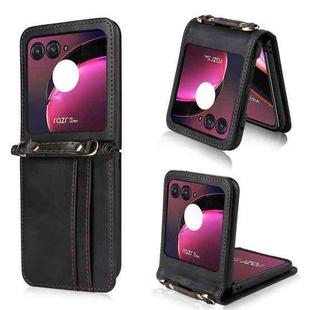 For Motorola Razr 40 Ultra Crossbody Card Slot Leather Phone Case(Black)