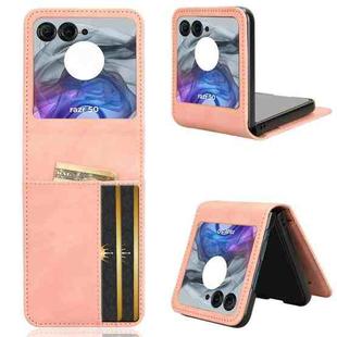 For Motorola Razr 50 Skin Feel Card Slot Leather Phone Case(Pink)