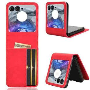 For Motorola Razr 50 Skin Feel Card Slot Leather Phone Case(Red)