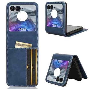 For Motorola Razr 50 Skin Feel Card Slot Leather Phone Case(Blue)