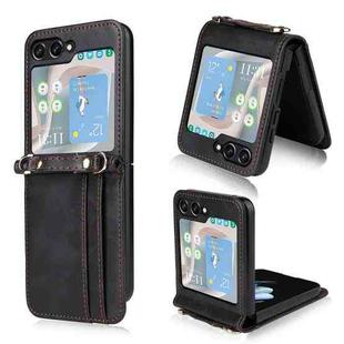 For Samsung Galaxy Z Flip5 Crossbody Card Slot Leather Phone Case(Black)