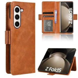 For Samsung Galaxy Z Fold5 Side Buckle Retro Texture Leather Phone Case(Brown)