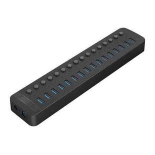 ORICO CT2U3-16AB Plastic Stripes 16 Ports USB 3.0 HUB with Individual Switches, Plug:US Plug(Black)